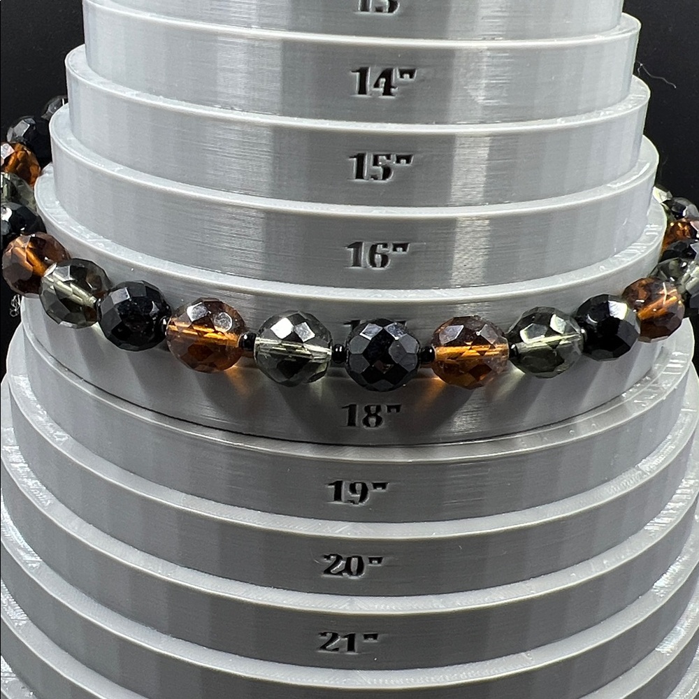 Vintage KMT Faceted Crystal Bead Jet Black Necklace - Picture 6 of 6